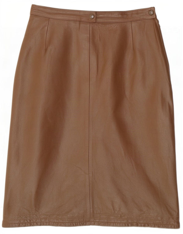 Vintage Womens High Waist Leather Skirt IT 46 Large W28 Brown