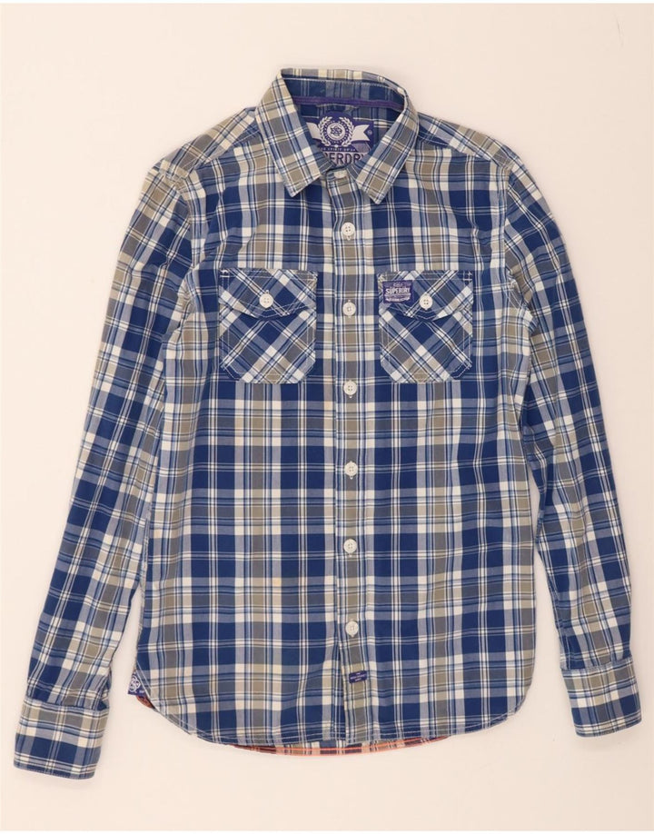 SUPERDRY Mens Shirt Small Blue Check Cotton Vintage Superdry and Second-Hand Superdry from Messina Hembry 