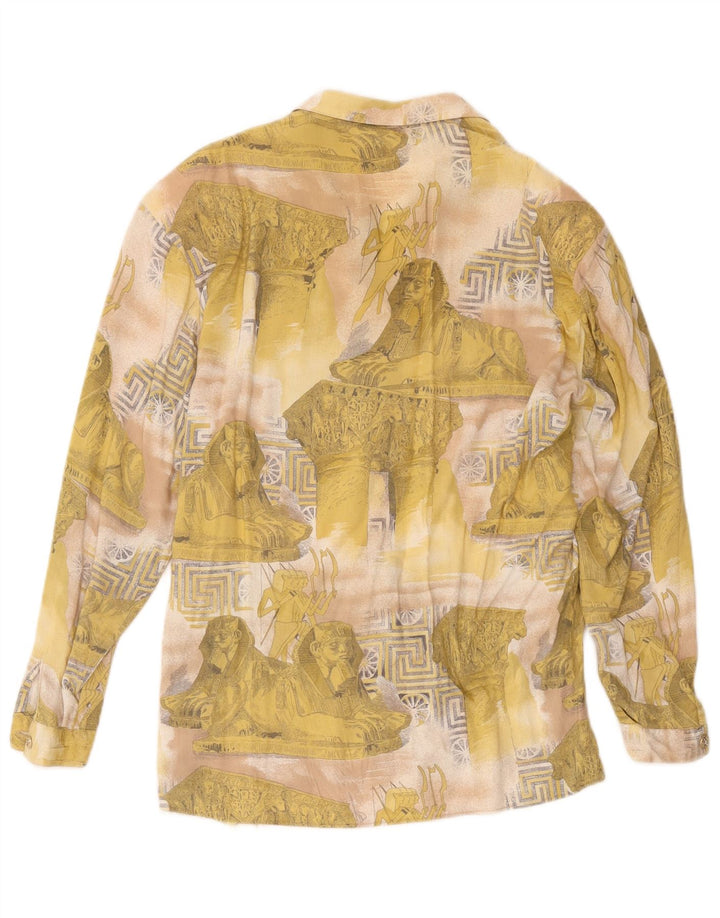 Vintage Womens Abstract Pattern Shirt Blouse UK 16 Large Yellow
