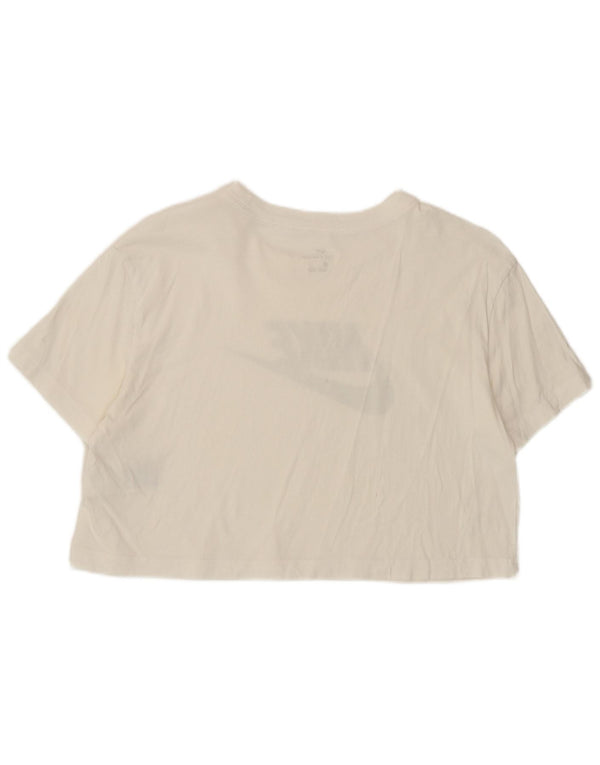 Damska koszulka Nike Crop Graphic Top UK 14 Średnia biała bawełna