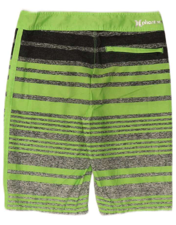 Hurley Mens Graphic Swimming Shorts Small  Green Striped Polyester