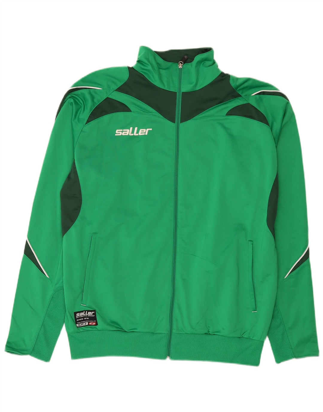 Saller Mens Graphic Tracksuit Top Jacket XL Green Colourblock Polyester