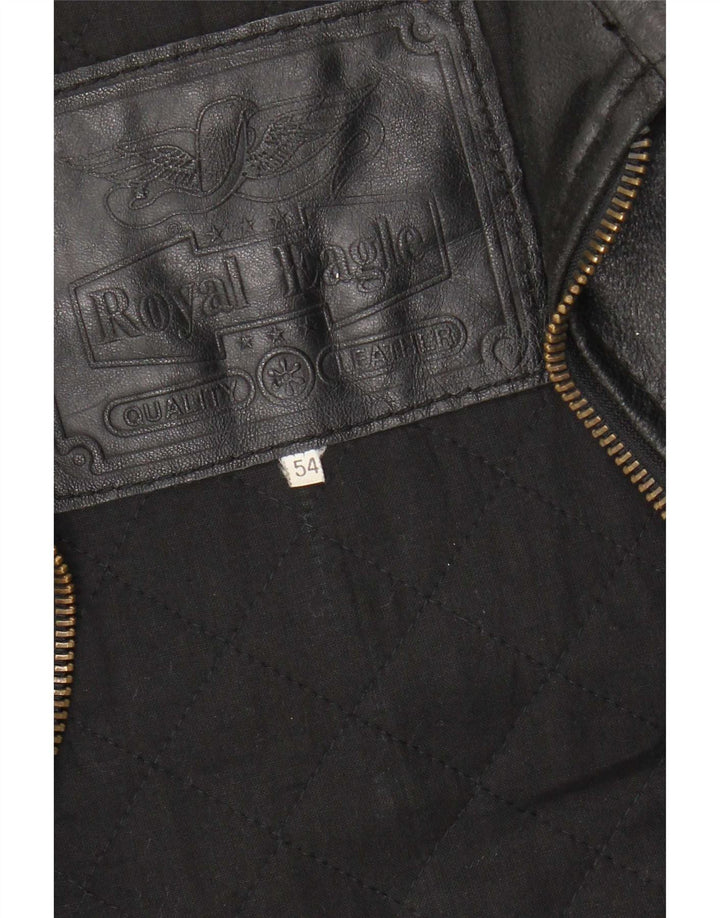 Vintage Mens Leather Jacket IT 54 2XL Black