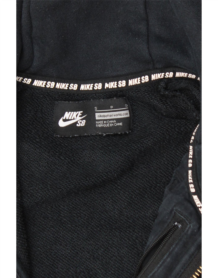 NIKE Mens Zip Hoodie Sweater Small Black Cotton