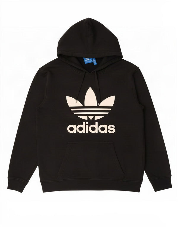 Adidas Mens Graphic Hoodie Jumper Medium Black Cotton