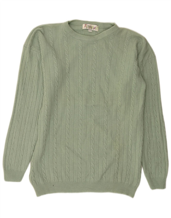 Free Style Mens Crew Neck Jumper Sweater Large Green Wool