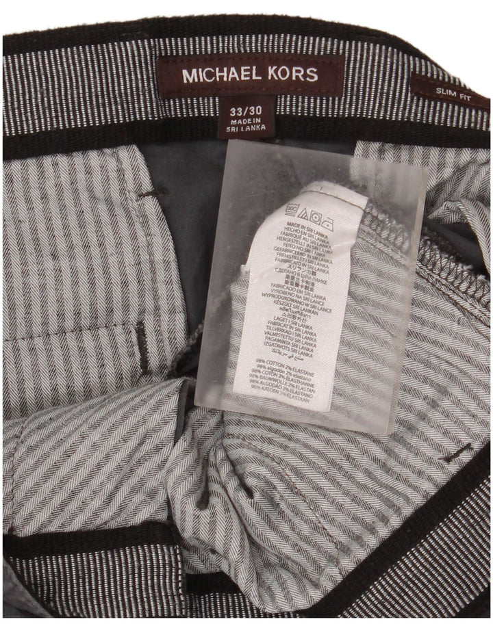 Michael Kors Mens Slim Fit Chino Shorts W30 Medium Grey Cotton