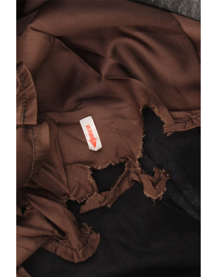 Vintage Womens Leather Skirt IT 52 2XL W32  Black