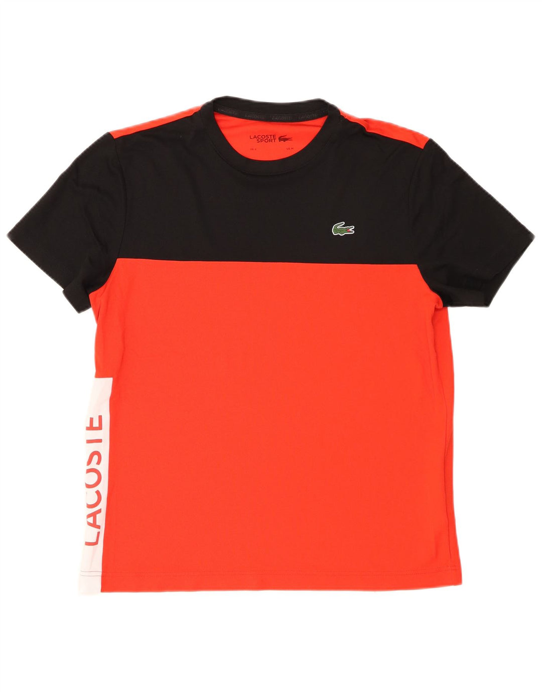 Lacoste Mens Graphic T-Shirt Top Size 4 Medium Red Colourblock Polyester