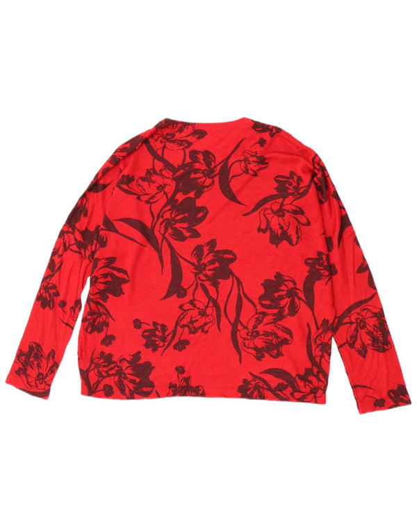 Marks & Spencer Damski sweter z okrągłym dekoltem, UK 14, średni czerwony w kwiaty
