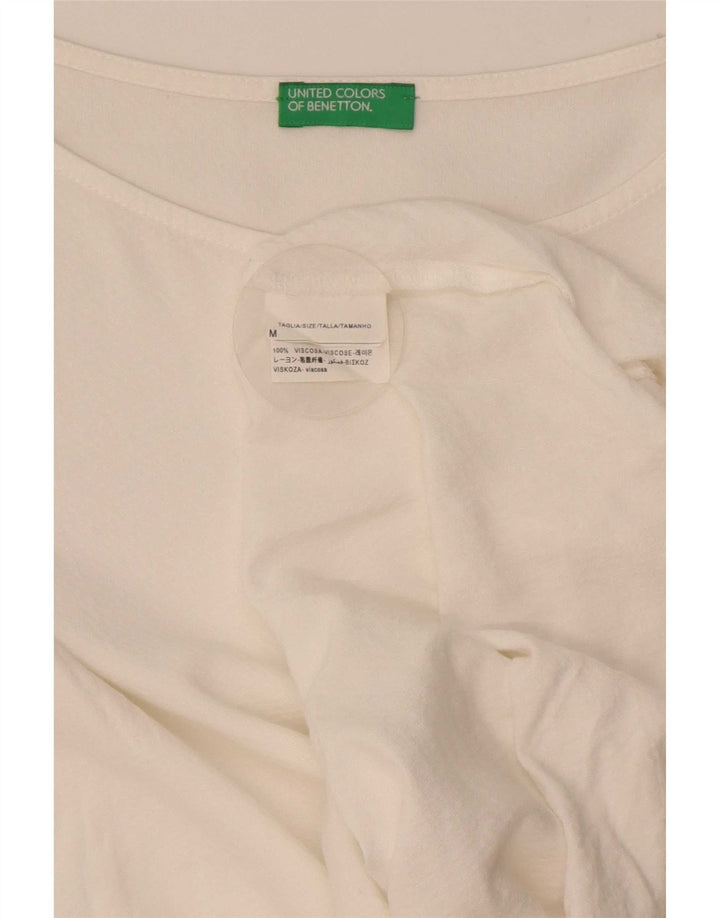 Camicetta da donna con maniche a 3/4 Benetton Top UK 14 Viscosa bianca media