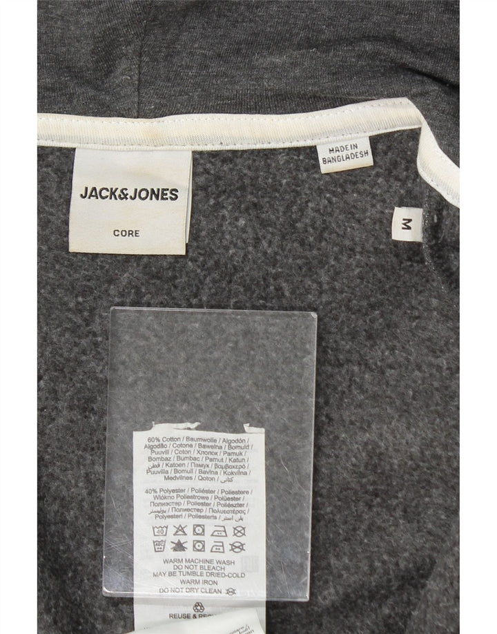 JACK & JONES Mens Core Zip Hoodie Sweater Medium Grey Cotton Vintage Jack & Jones and Second-Hand Jack & Jones from Messina Hembry 