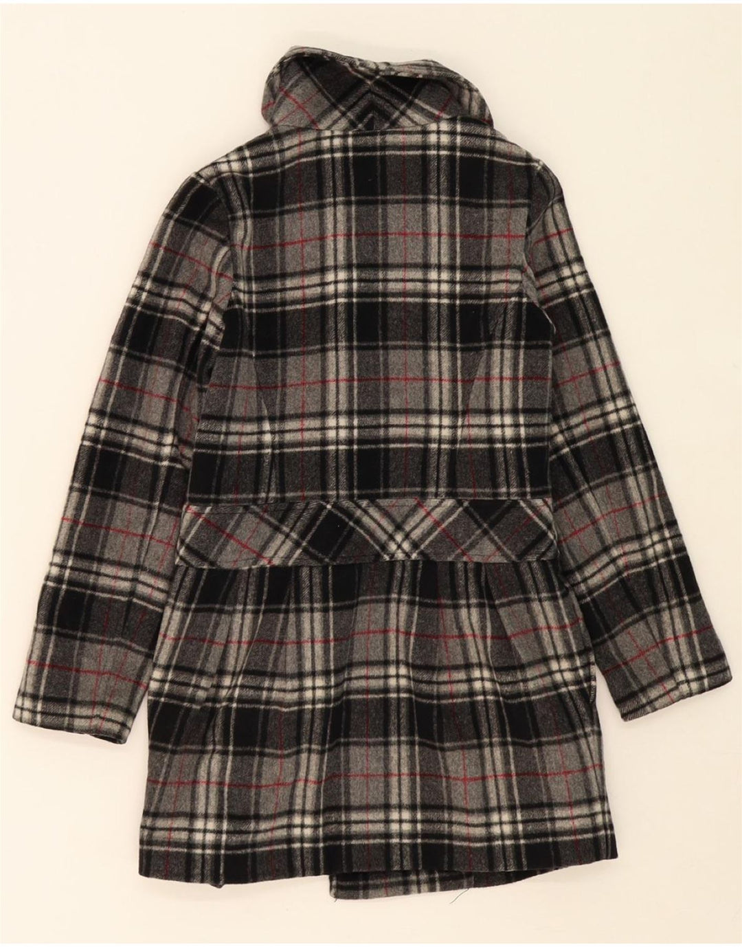 SISLEY Girls Overcoat 7-8 Years Medium Grey Check Wool Vintage Sisley and Second-Hand Sisley from Messina Hembry 