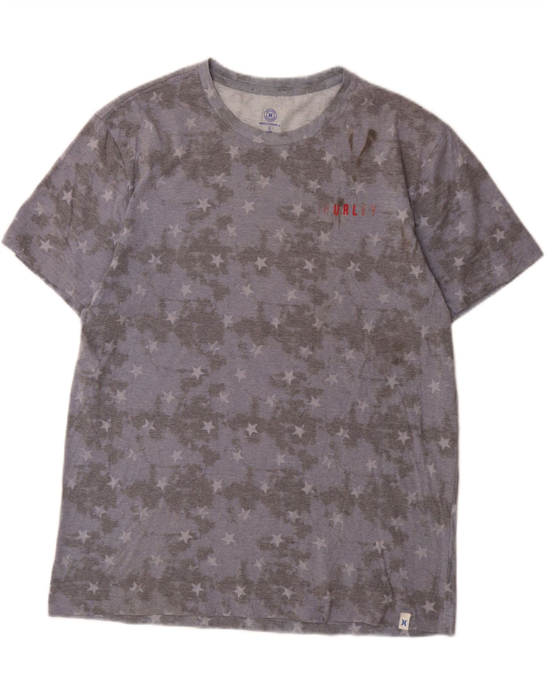 HURLEY Mens T-Shirt Top Large Grey Tie Dye Cotton Vintage Hurley and Second-Hand Hurley from Messina Hembry 