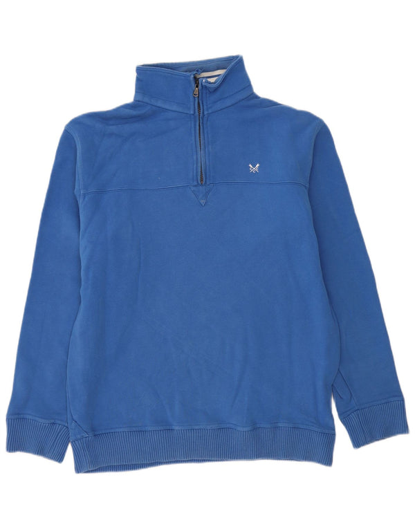 Crew Clothing Sweat-shirt à col zippé pour homme en coton bleu Taille L