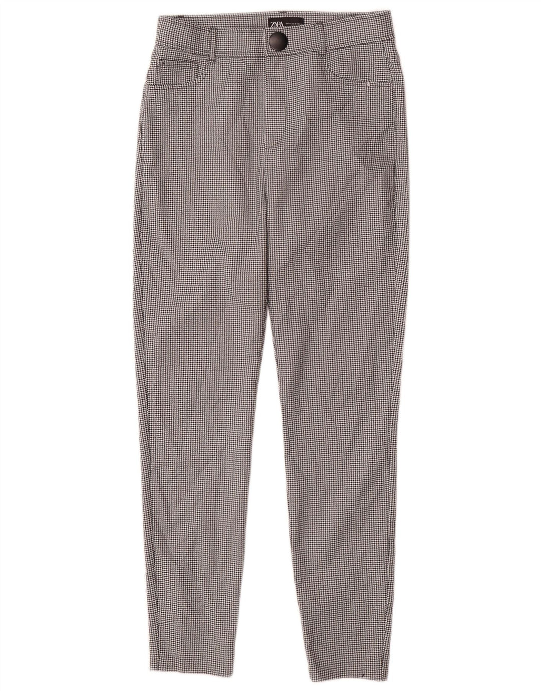 Zara Womens Slim Casual Trousers Medium W28 L27 Black Houndstooth