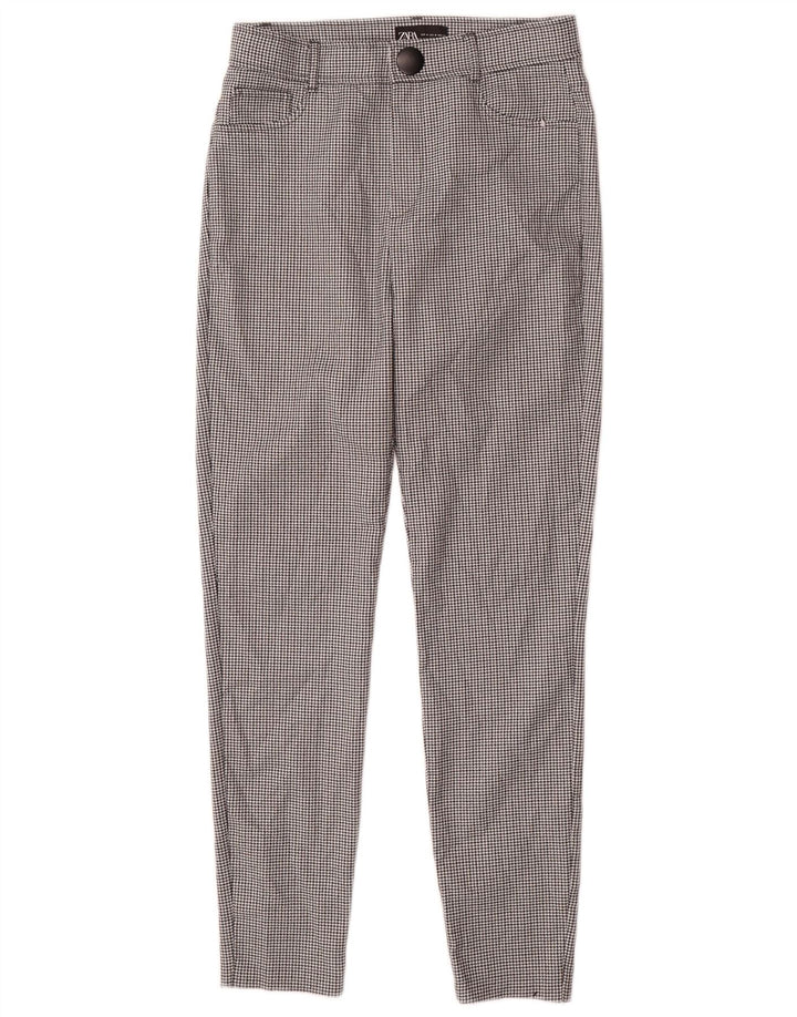 Zara Womens Slim Casual Trousers Medium W28 L27 Black Houndstooth