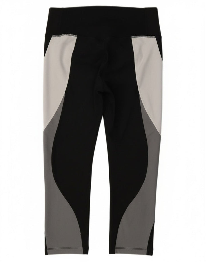 Nike Womens Dri Fit Capri Leggings UK 10 Small  Black Colourblock Polyester