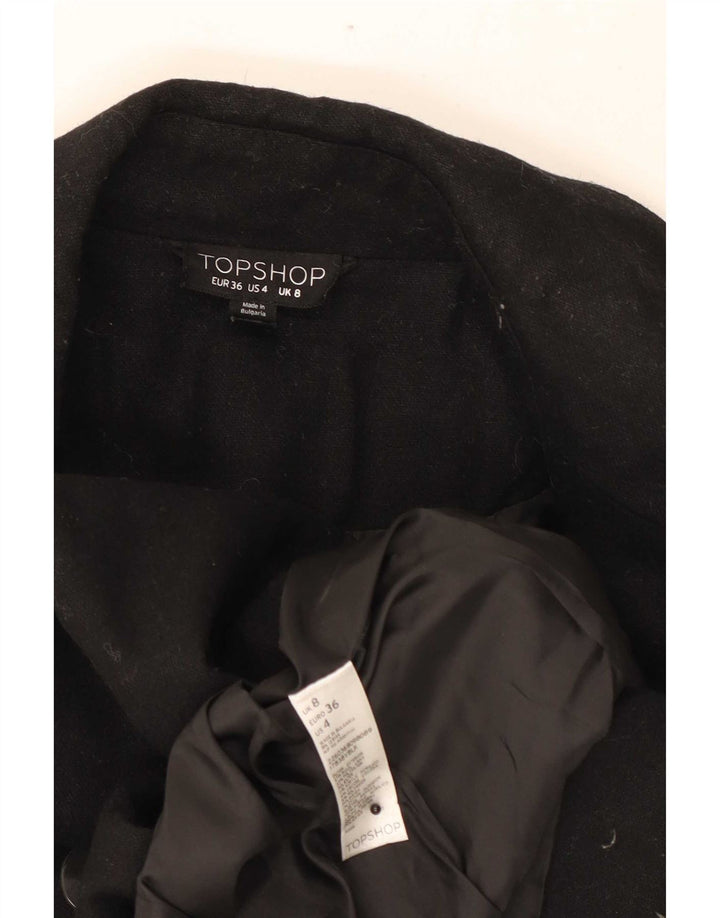 Topshop Chaqueta tipo blazer con doble botonadura para mujer UK 8 Small Lana negra