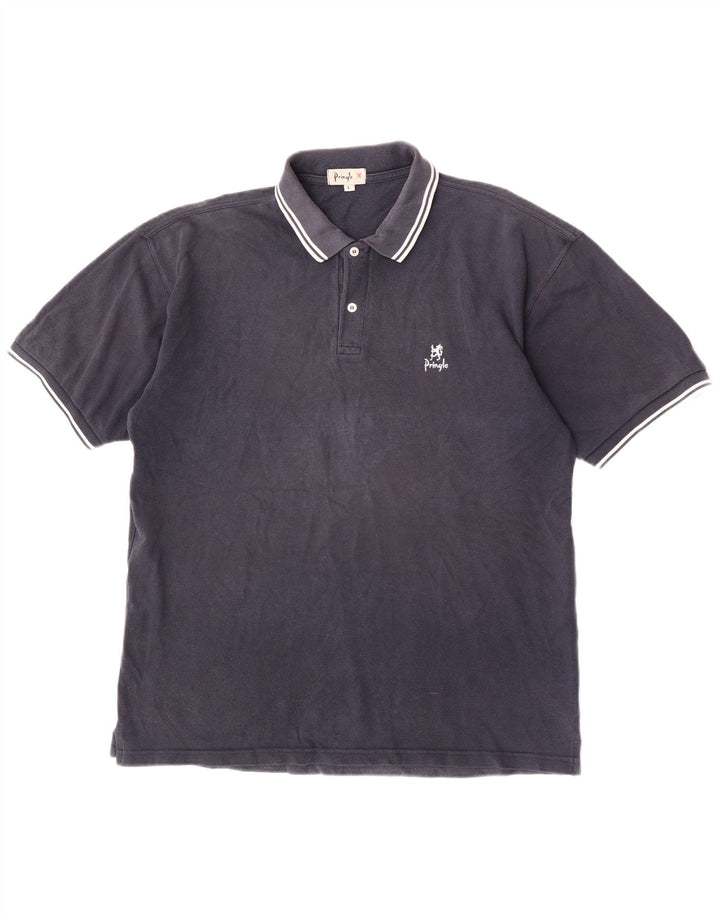 Polo da uomo Pringle Large in cotone blu navy