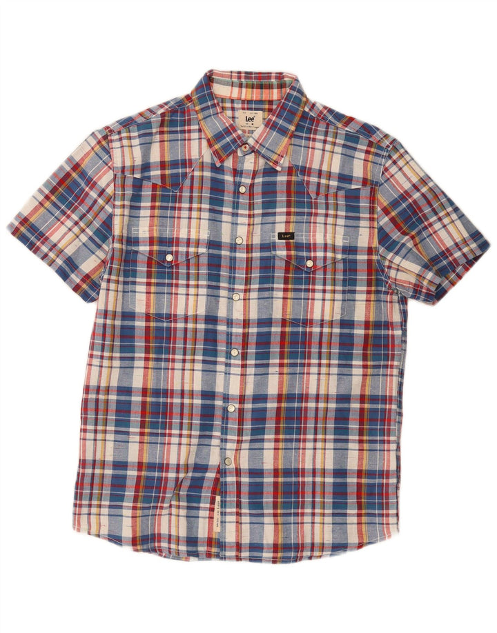 Lee Mens Short Sleeve Slim Fit Shirt Medium Multicoloured Check Cotton