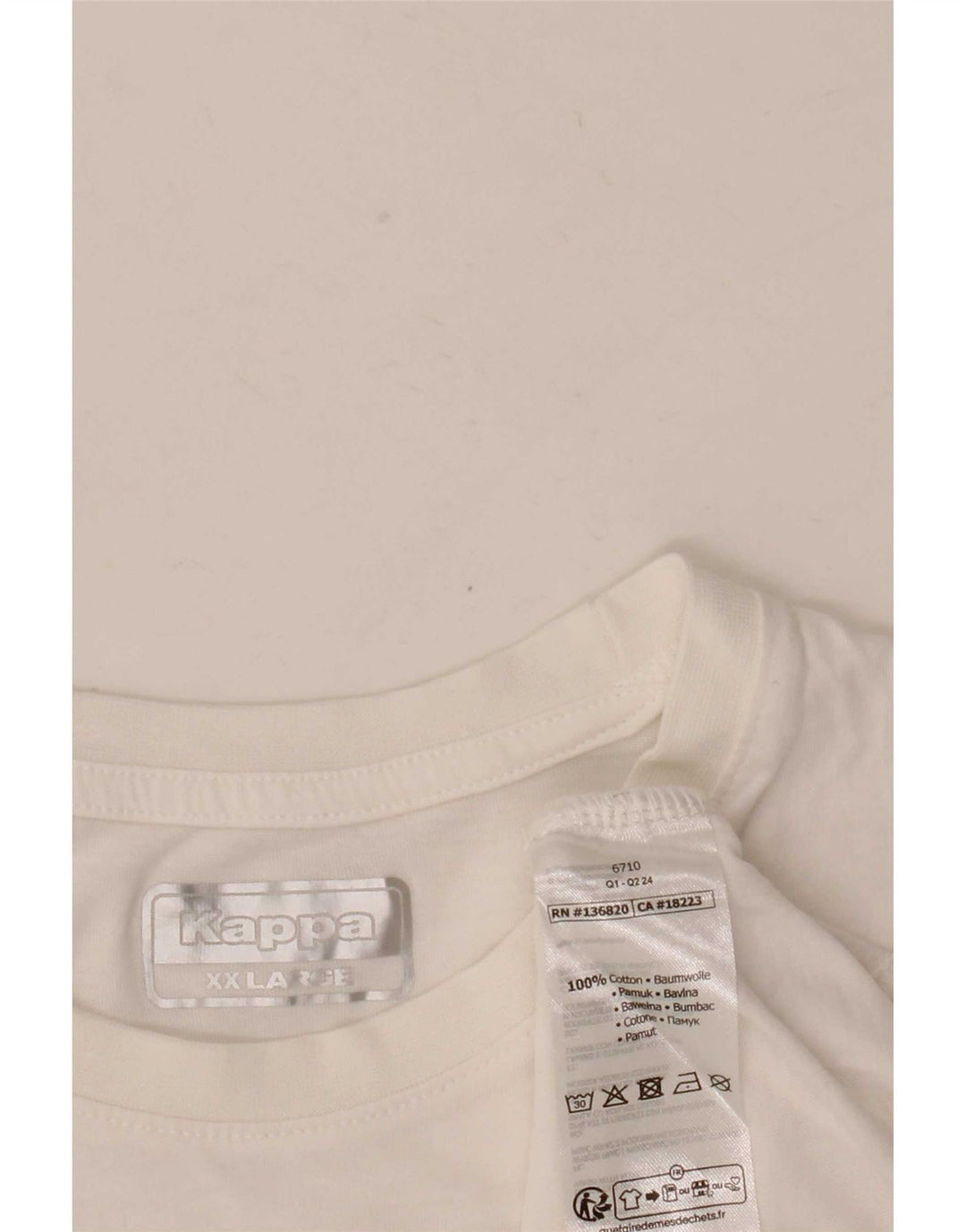 Kappa Mens Graphic T-Shirt Top 2XL White Cotton