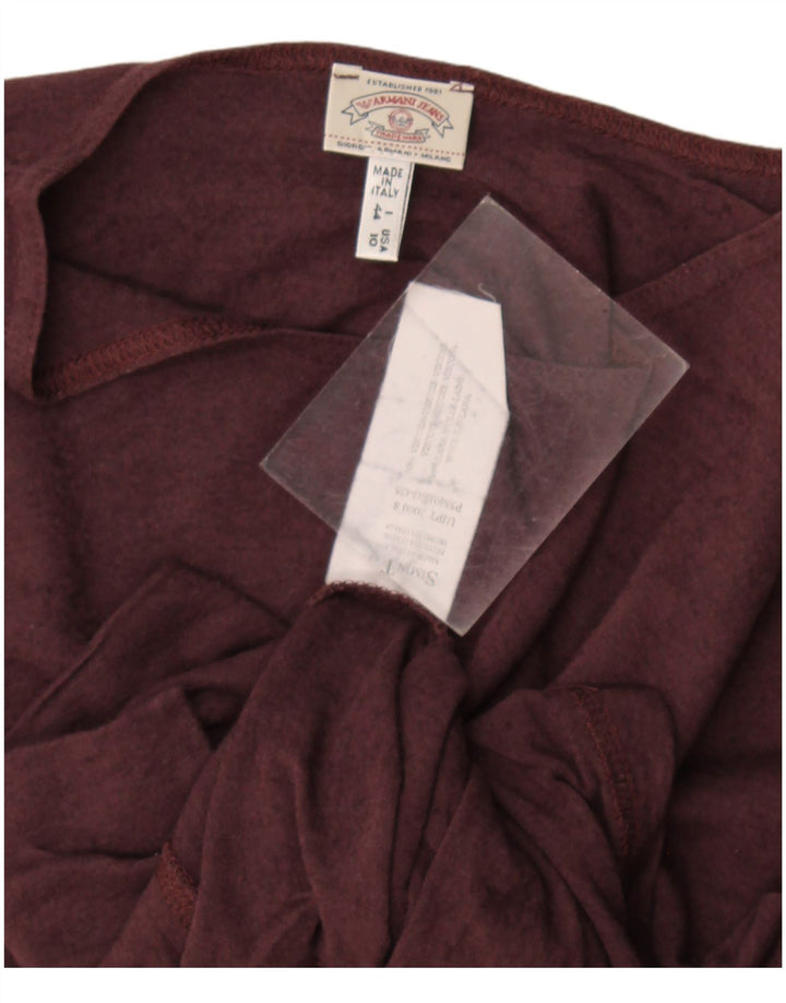 Armani Jeans Womens Crop Top Long Sleeve IT 44 Medium Burgundy Viscose