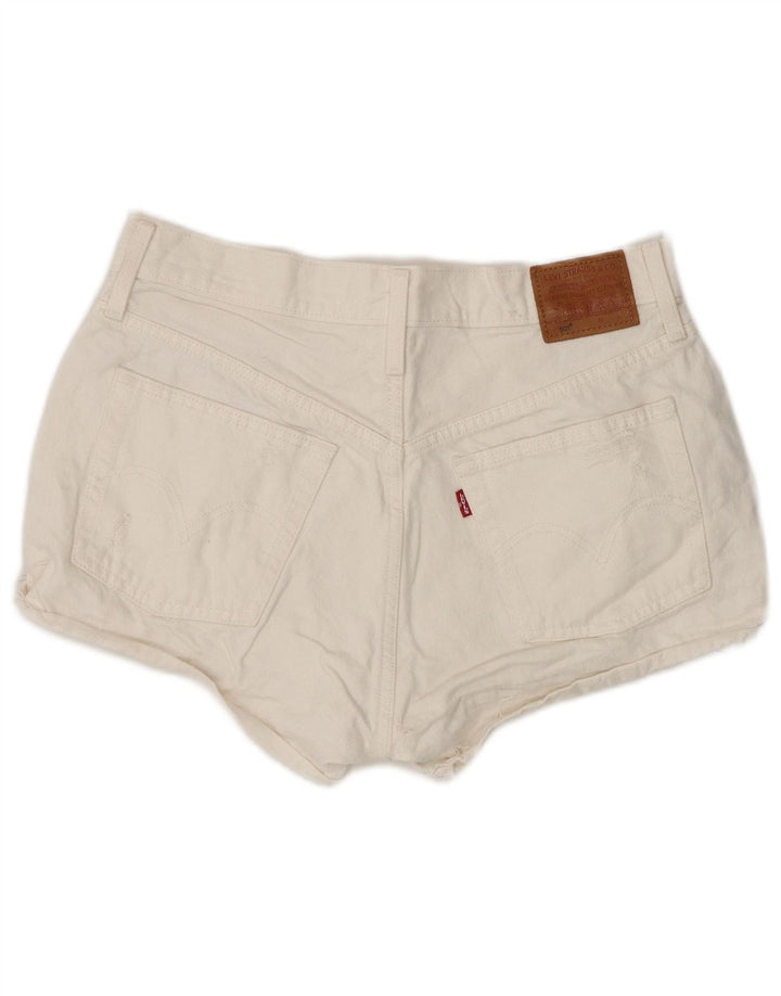 Levi's Womens 501 High Waist Distressed Denim Shorts W30 Medium White