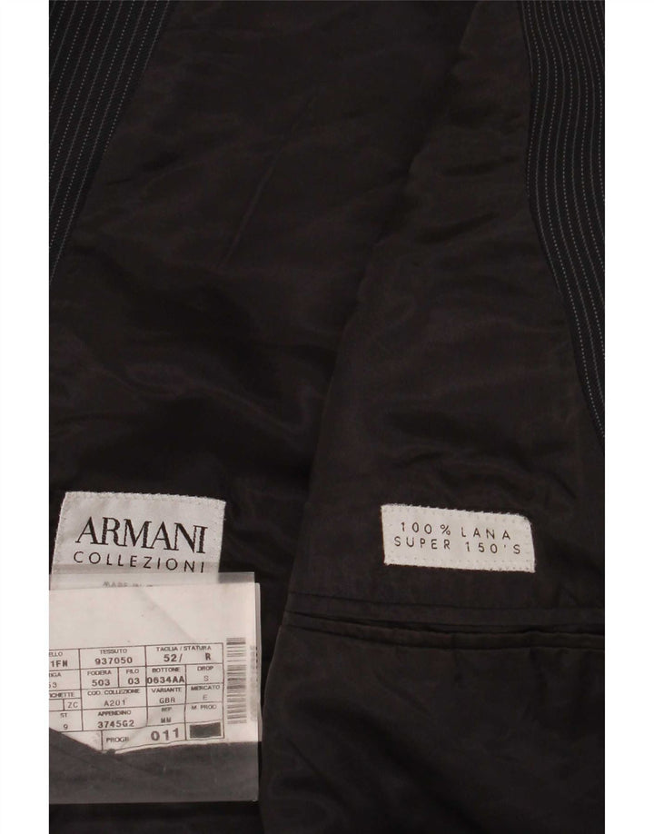 Giacca blazer da uomo a 2 bottoni Armani Collezioni IT 52 grande lana a righe grigie