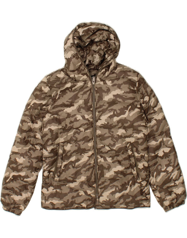 BOMBOOGIE Boys Hooded Padded Jacket 11-12 Years Brown Camouflage Nylon