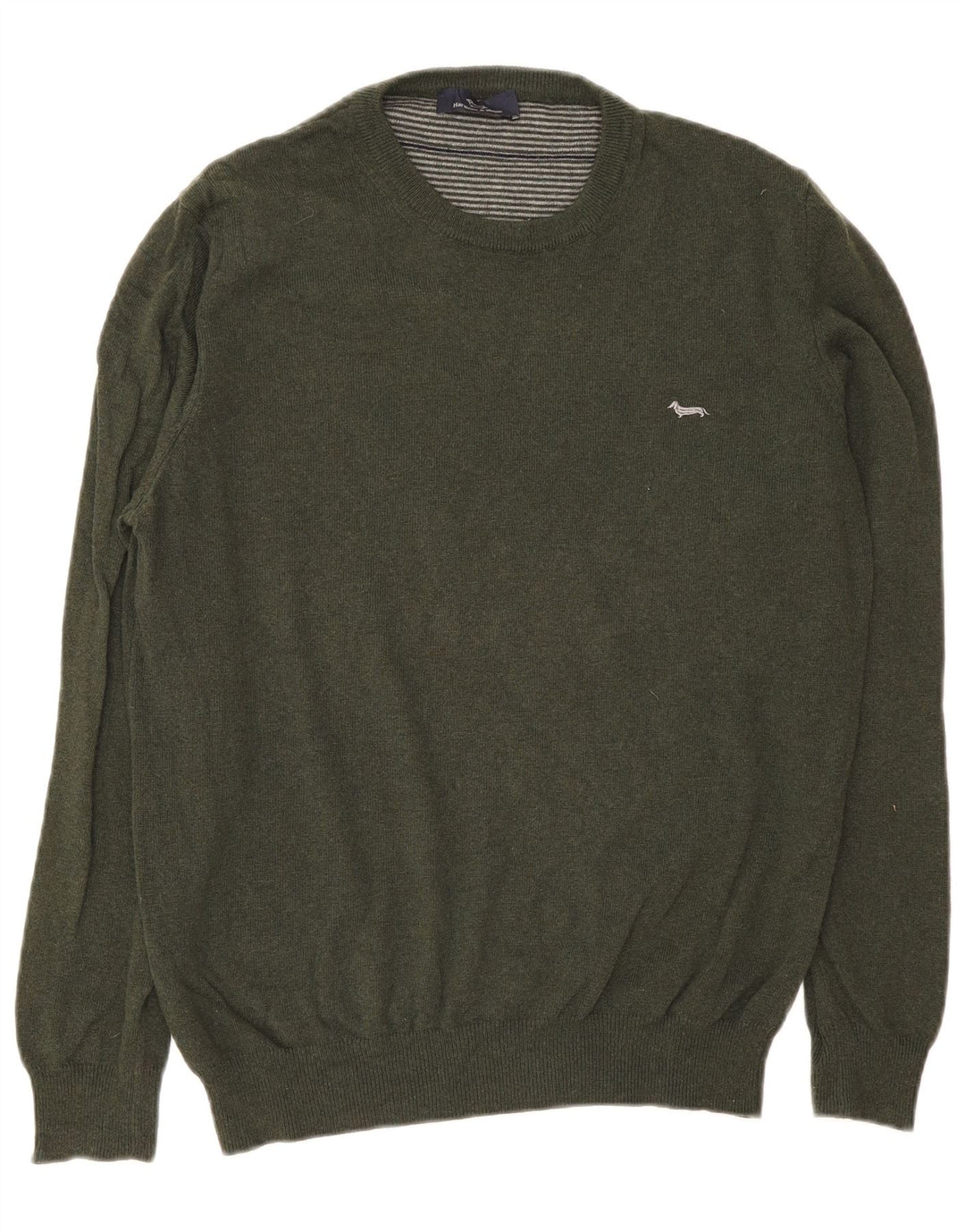 Harmont & Blaine Mens Crew Neck Jumper Sweater Large Green Polyamide