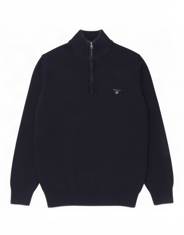 Gant Pull col zippé homme XL bleu marine coton