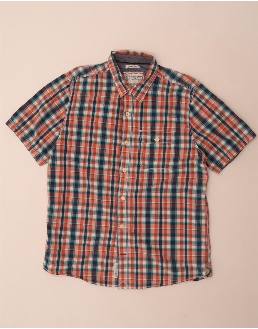 Fat Face Chemise à manches courtes pour homme en coton à carreaux multicolores