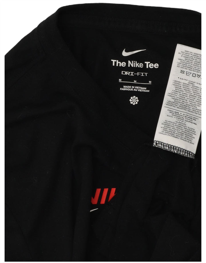 NIKE Mens Dri Fit Graphic T-Shirt Top Medium Black Polyester