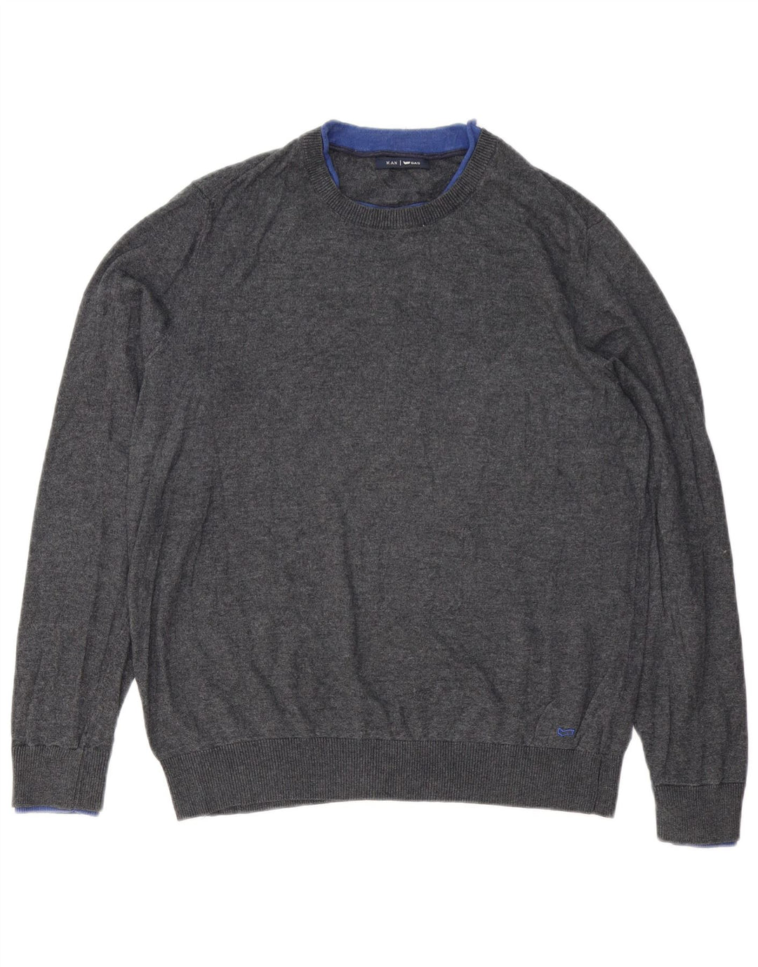 Gas Mens Crew Neck Jumper Sweater Medium Grey Cotton