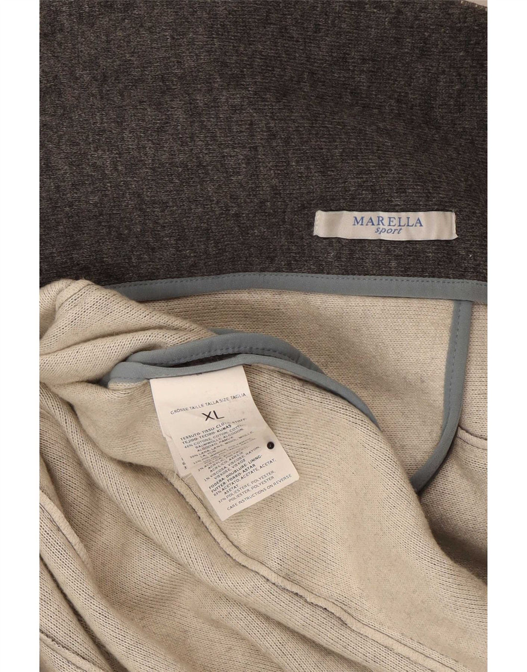 Marella Dame Dobbeltradet Blazer Jakke UK 18 XL Grå Uld