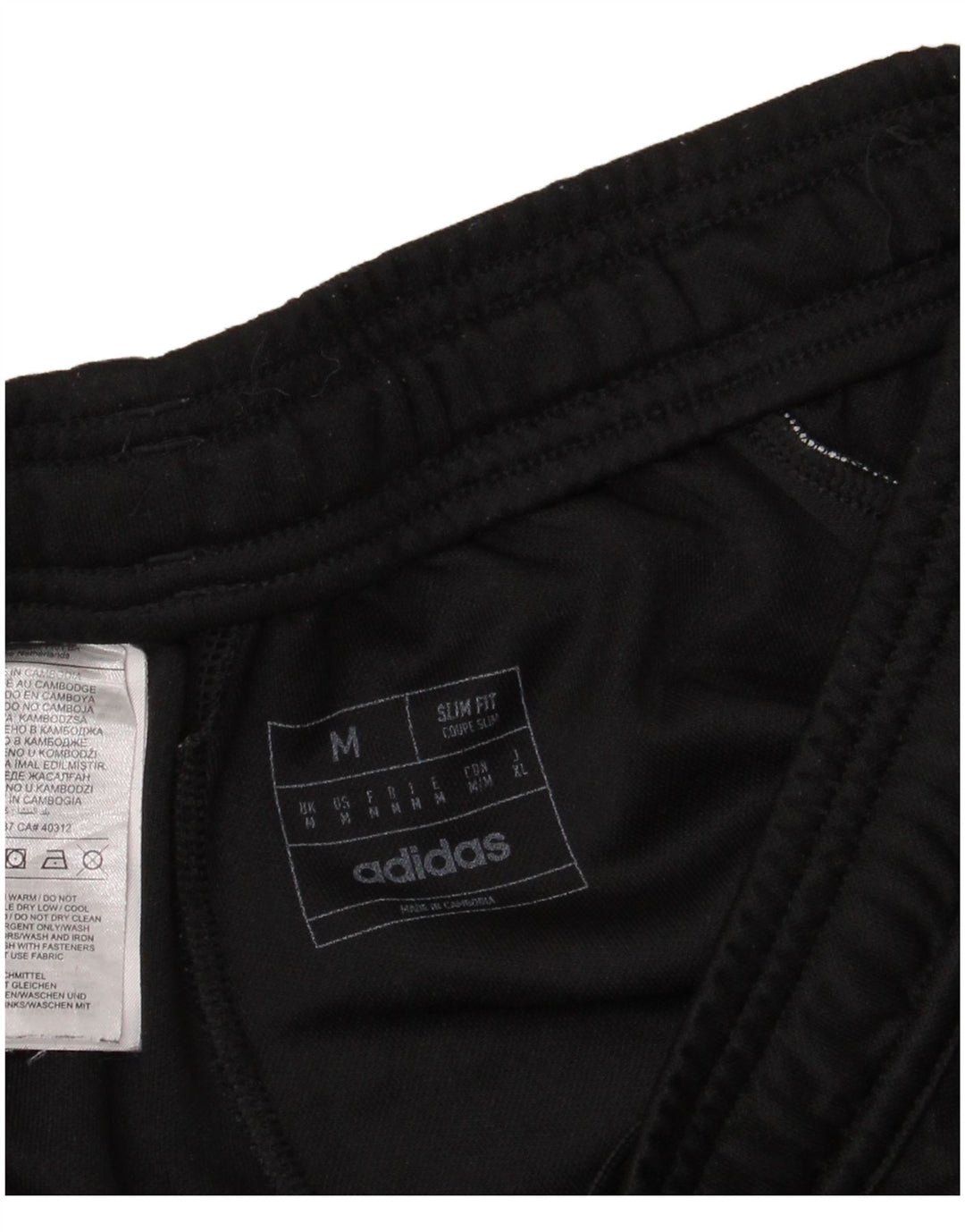 Adidas Mens Slim Fit Tracksuit Trousers Medium  Black Polyester