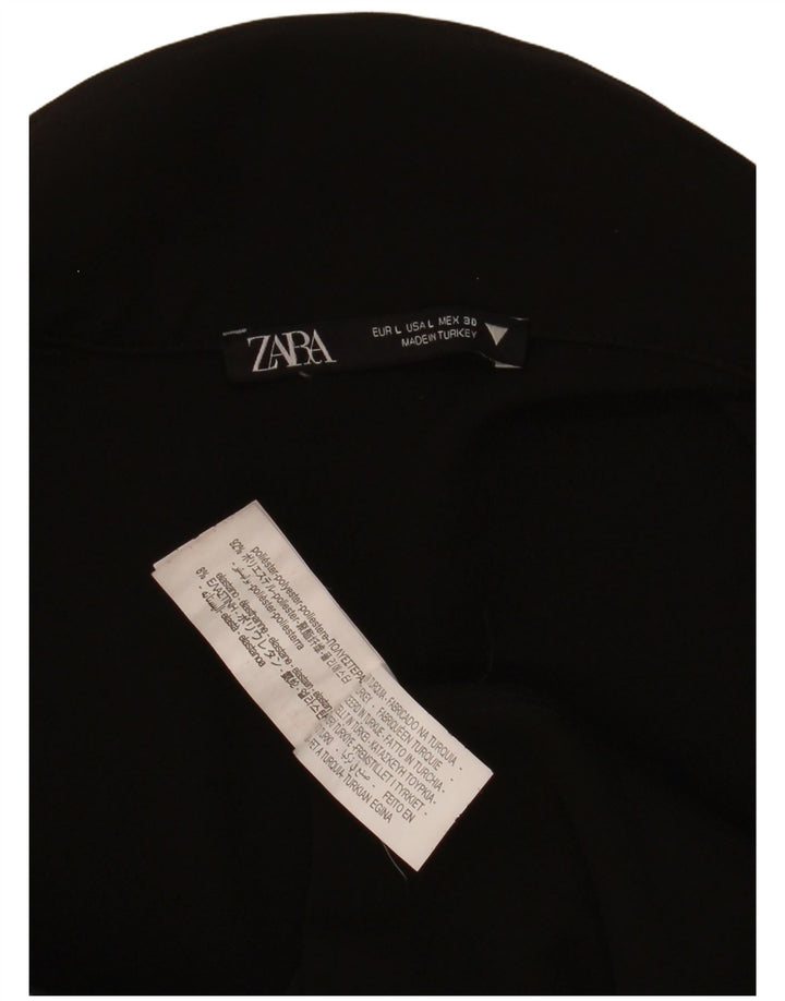 Zara Body à col polo pour femme UK 14 Large Noir Polyester