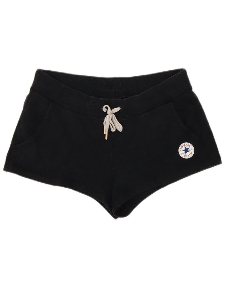 Converse Womens Sport Shorts UK 14 Medium  Black Cotton