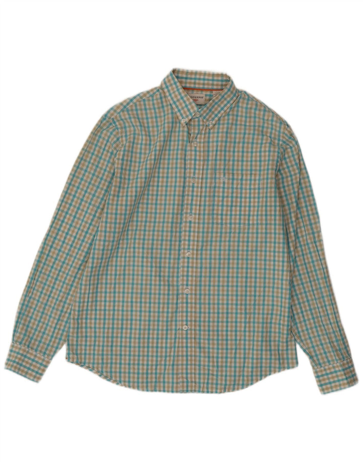 DOCKERS Mens Shirt Medium Blue Gingham Cotton