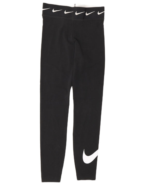 Nike Womens Graphic Leggings UK 10 Small Black Cotton