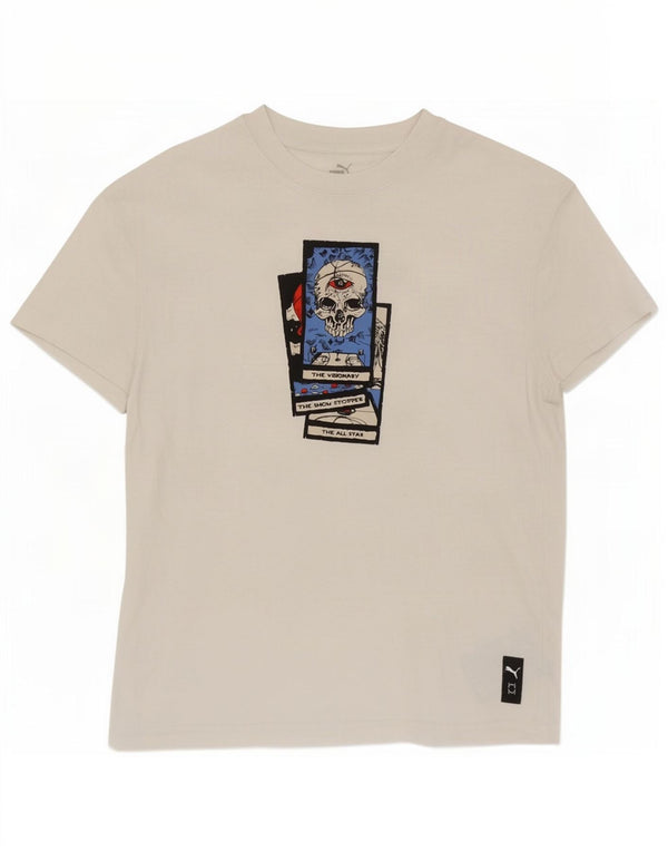 Puma Boys Graphic T-Shirt Top 13-14 Years White Cotton