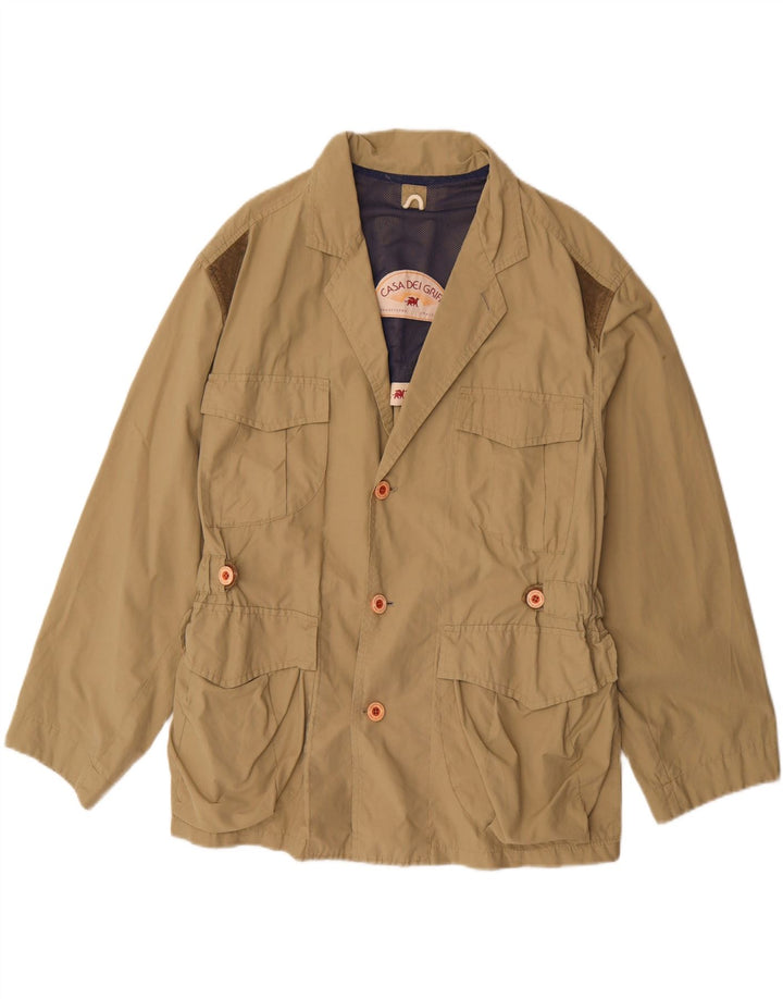 VINTAGE Herre Utility Jacket UK 42 XL Beige