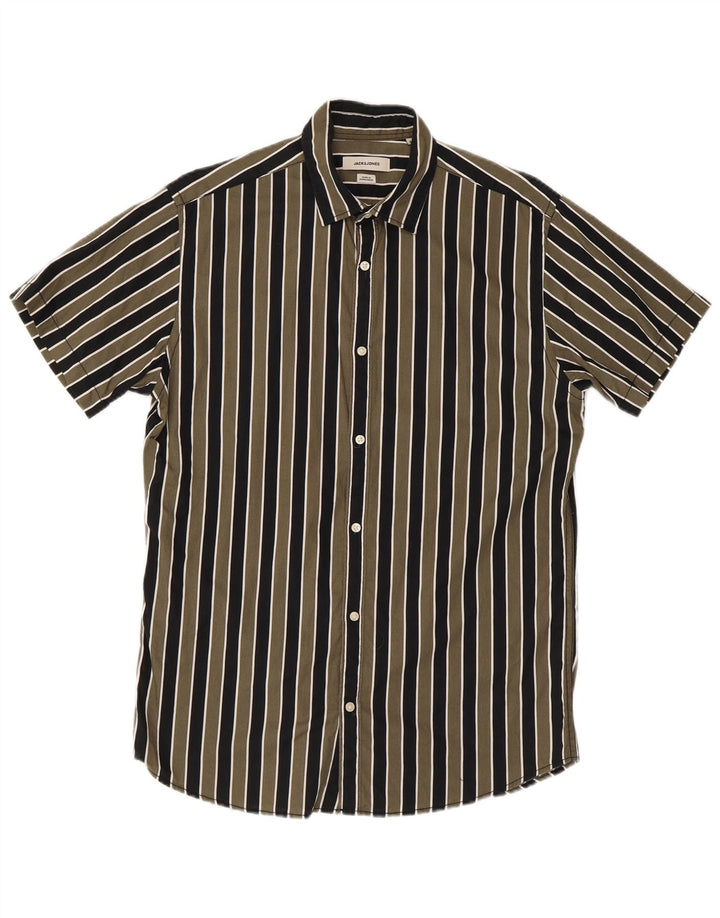 Jack & Jones Herren-Kurzarmhemd mit normaler Passform, mittelgrün gestreift