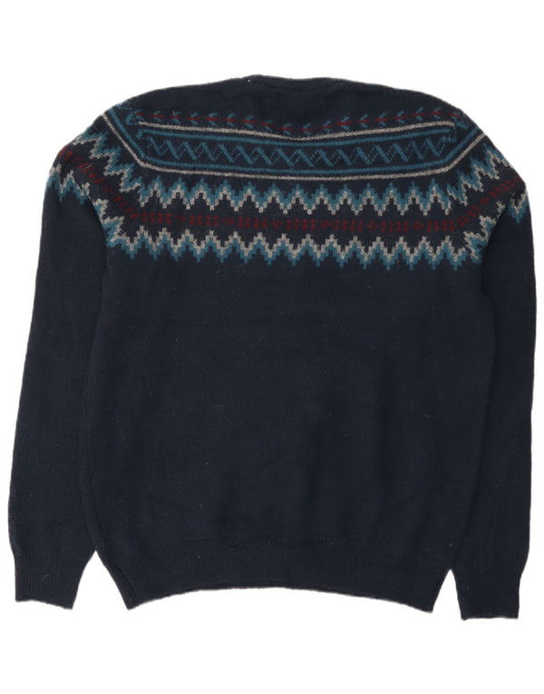 Marks & Spencer Suéter tipo jersey con cuello redondo para hombre Azul marino mediano Fair Isle
