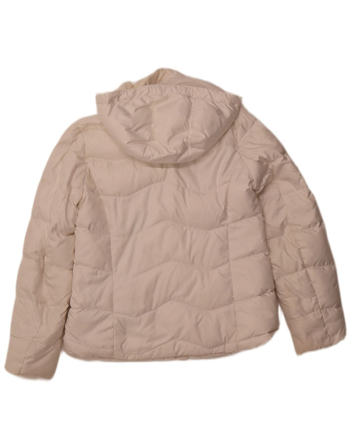 TOMMY HILFIGER Womens Hooded Padded Jacket UK 12 Medium White Polyester