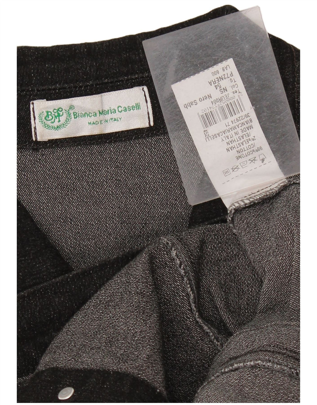 BIANCA MARIA CASELLI Womens Denim Jacket IT 54 2XL Black Cotton