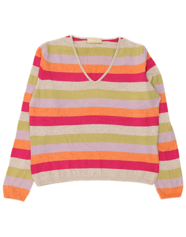Marks & Spencer Womens V-Neck Jumper Sweater UK 14 Large Multicoloured