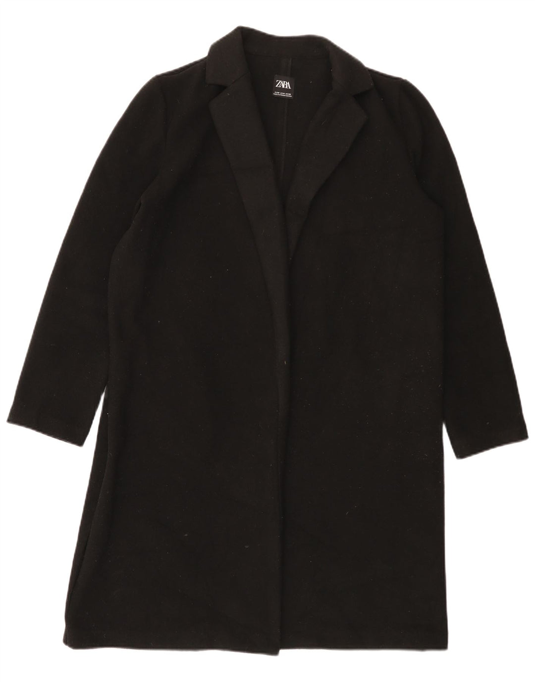 Zara Womens Loose Fit Open Overcoat UK 14 Medium Black Polyester