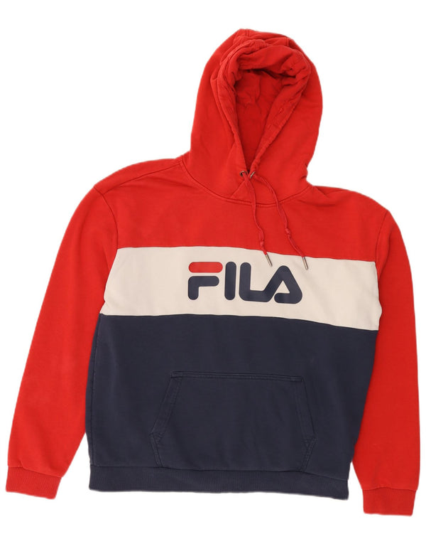 Fila Mens Graphic Hoodie Jumper Large Multicoloured Colourblock Cotton